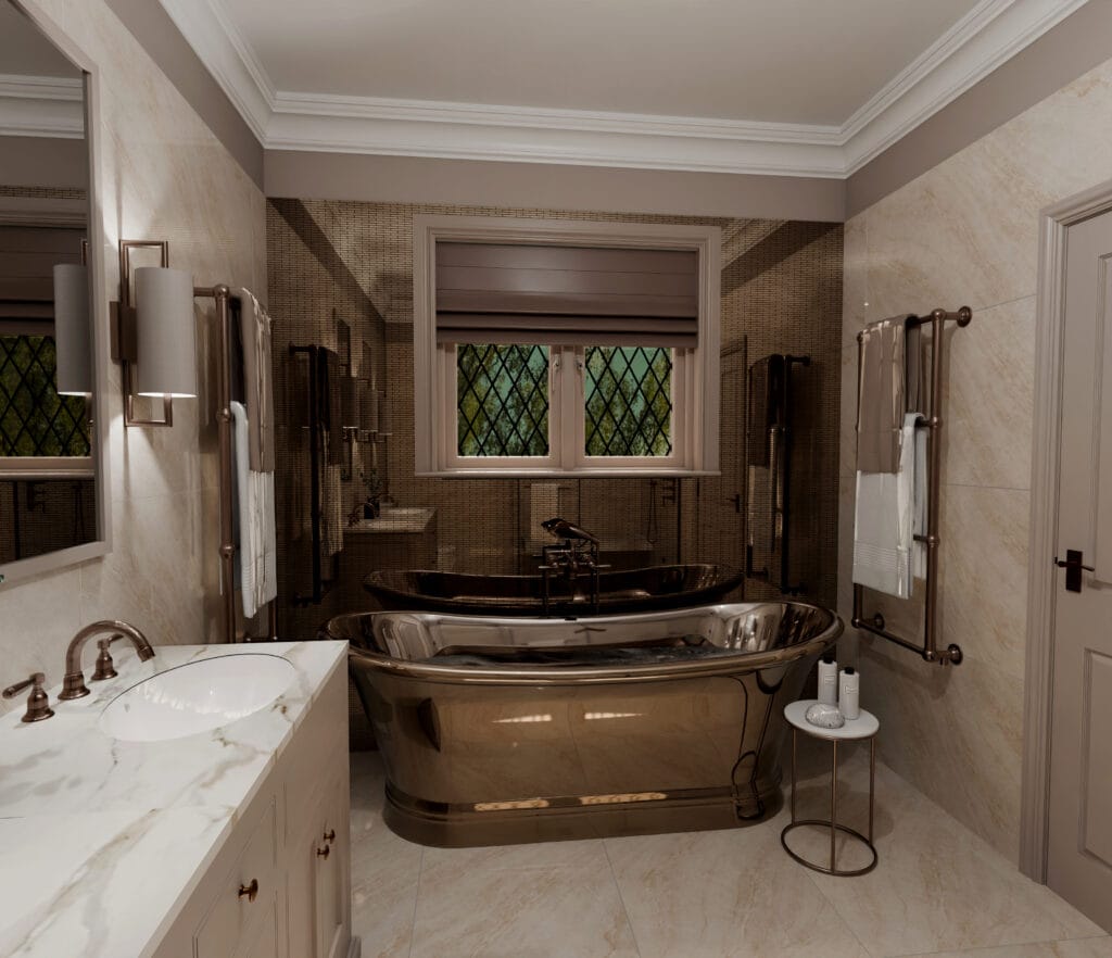 Copper and Nickel Freestanding Bath