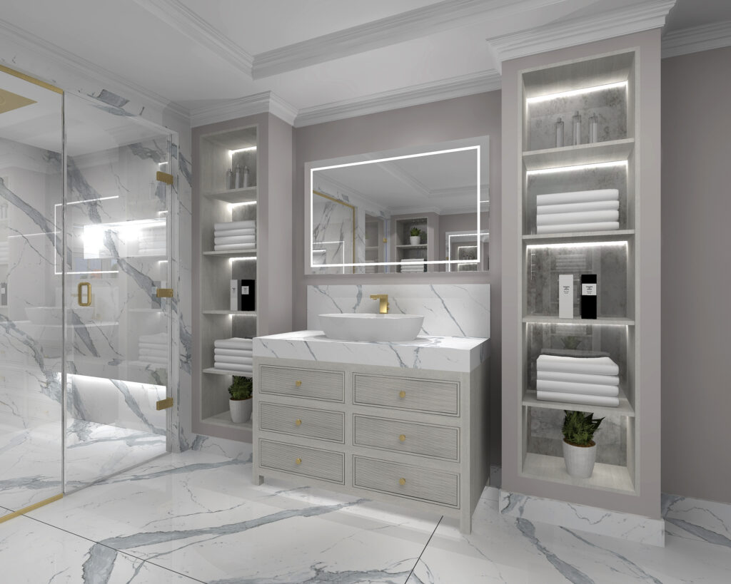 Fluted Oak Vanity Unit