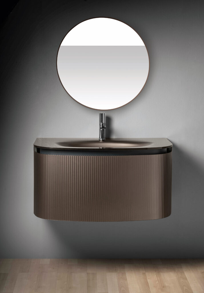 Artelinea Curved Fluted Glass Vanity Unit